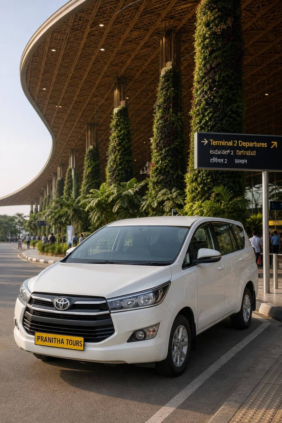 Pranitha Tours cab outside Kempegowda International Airport